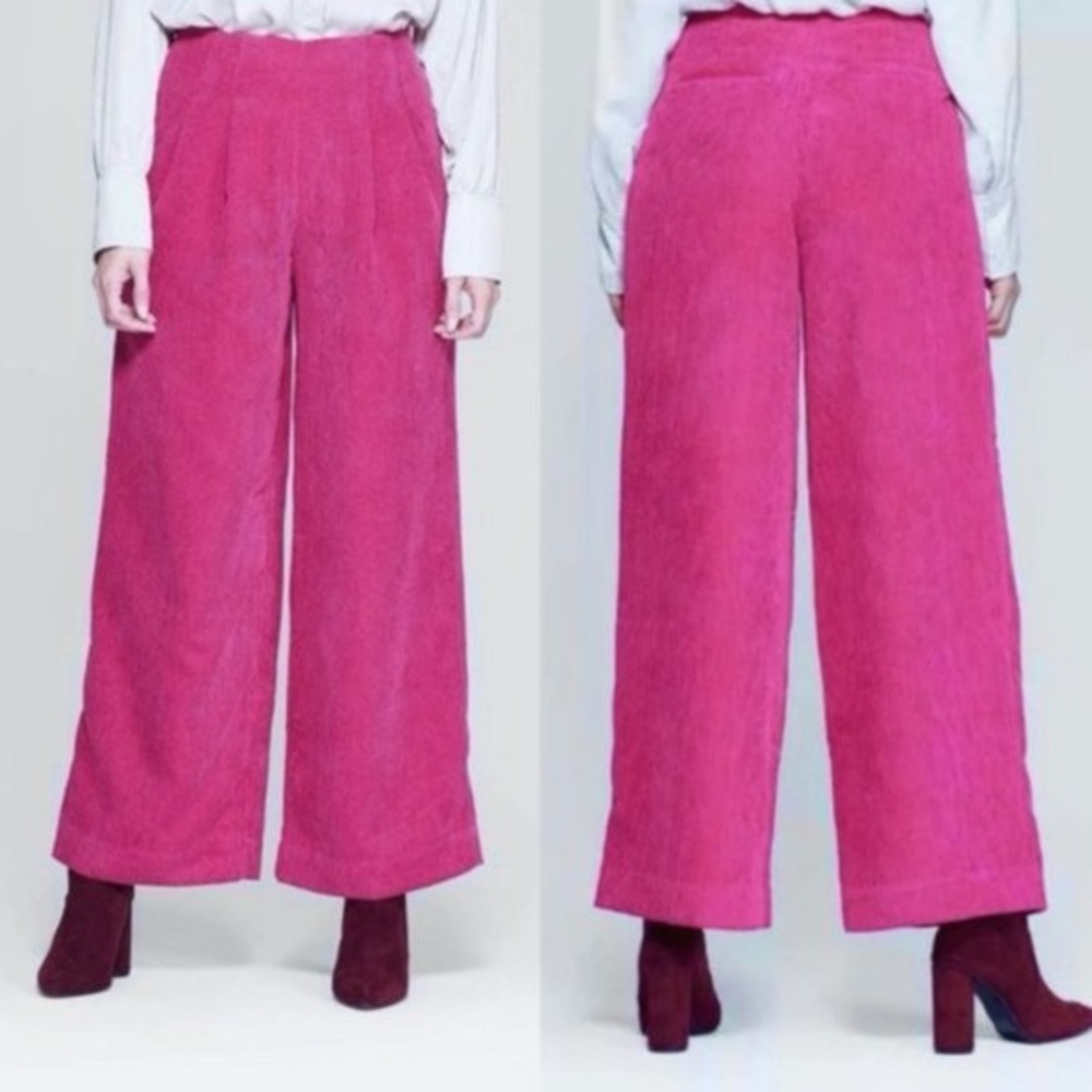 ✨NWT Pink Corduroy Wide-Leg High Waisted Pants Trousers Y2K Anthro Prologue